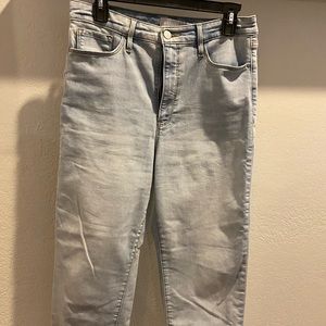 Athleta light wash, high-waisted, girlfriend jeans